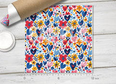 Whimsical Hearts and Flowers Adhesive Vinyl 1706