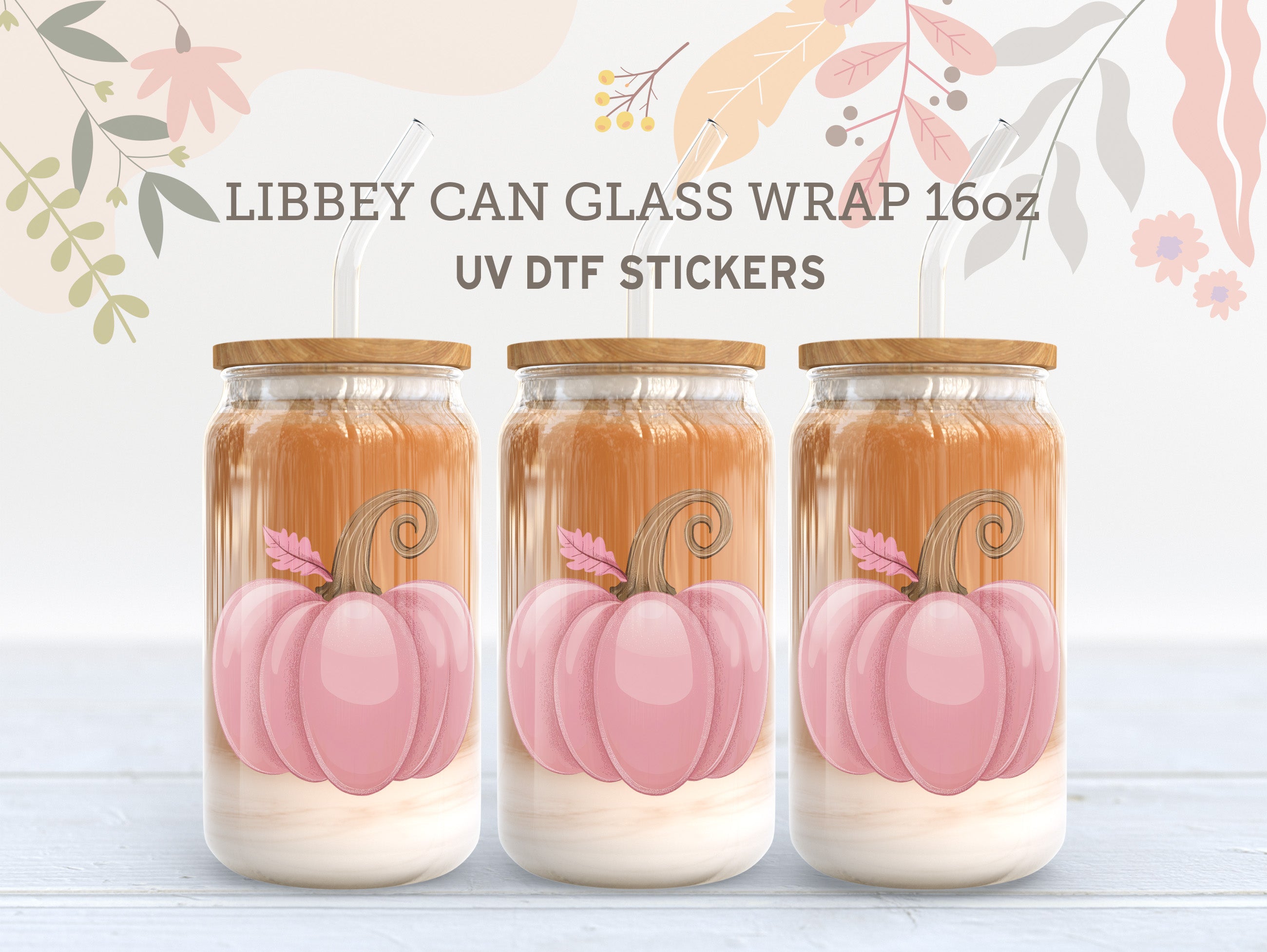 Happy Halloween Pink Pumpkin UV DTF Libbey Glass Wrap | 16oz Sticker UV037