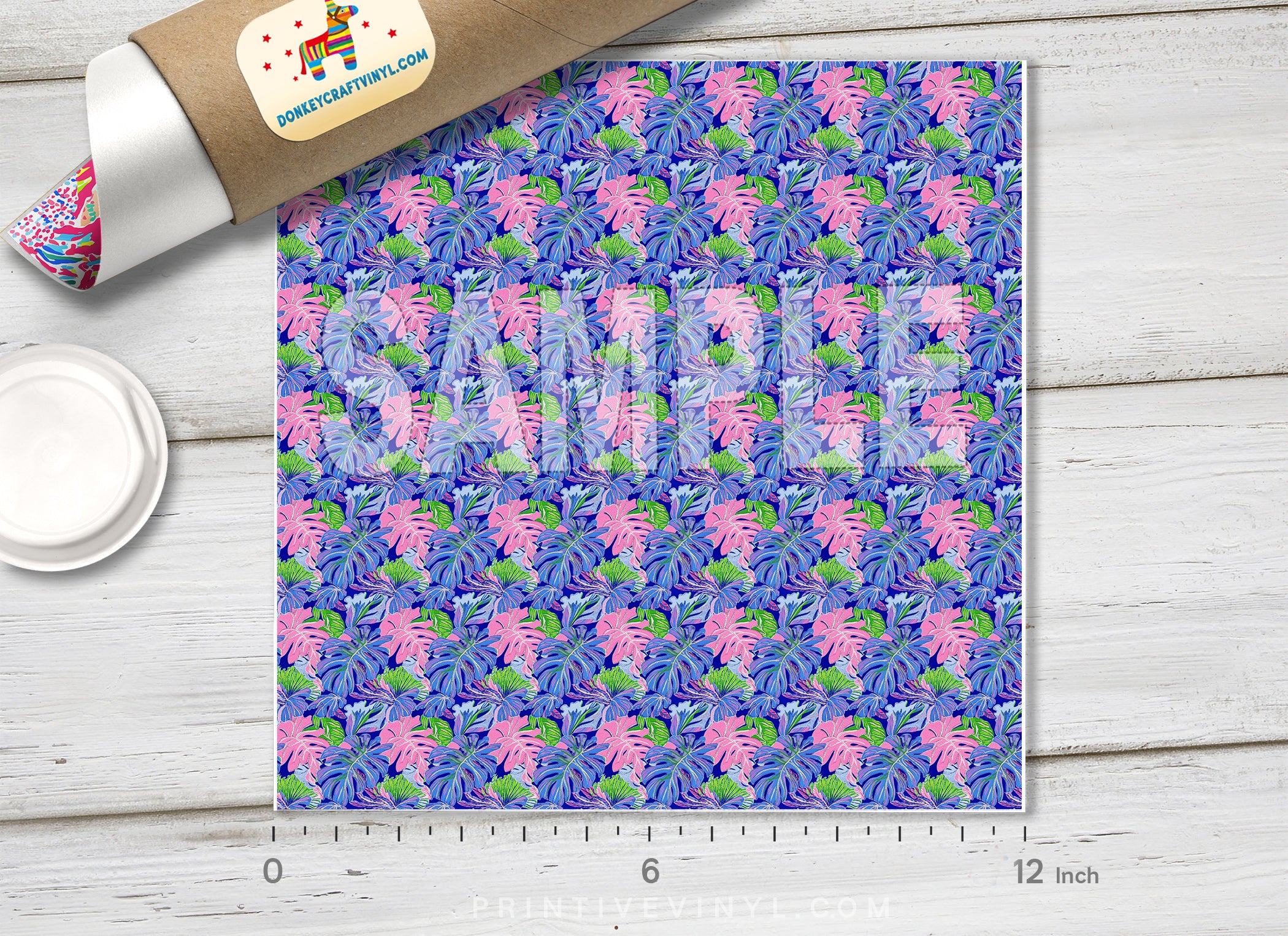 Preppy Tropical Leaf Lilly Inspired Floral Patterned HTV L157 - Donkey Craft Vinyl