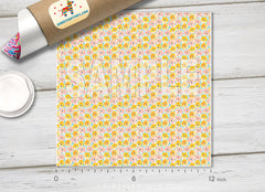 Yellow and Pink Floral Adhesive Vinyl 1659 - Donkey Craft Vinyl