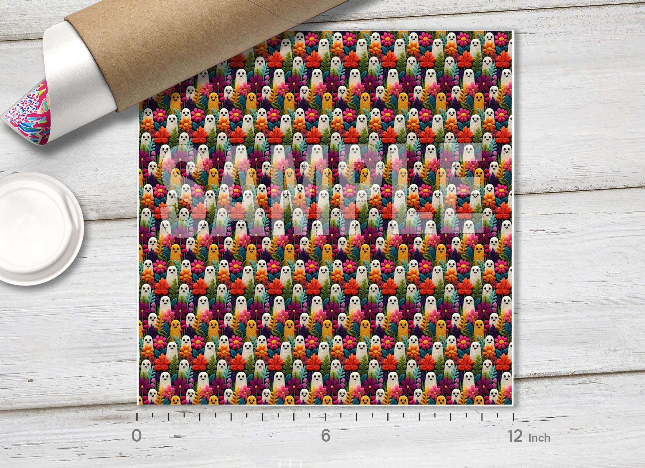 Floral Ghost Knitted Adhesive Vinyl 1724