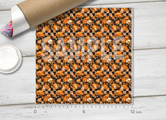 Halloween Pumpkin & Skull Checkerboard HTV 1730