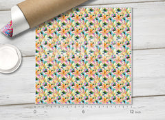 Vibrant Watercolor Lily Floral Pattern Heat Transfer Vinyl 1741