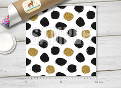 Black and Gold Glitter Polka Dot Adhesive Vinyl 1510