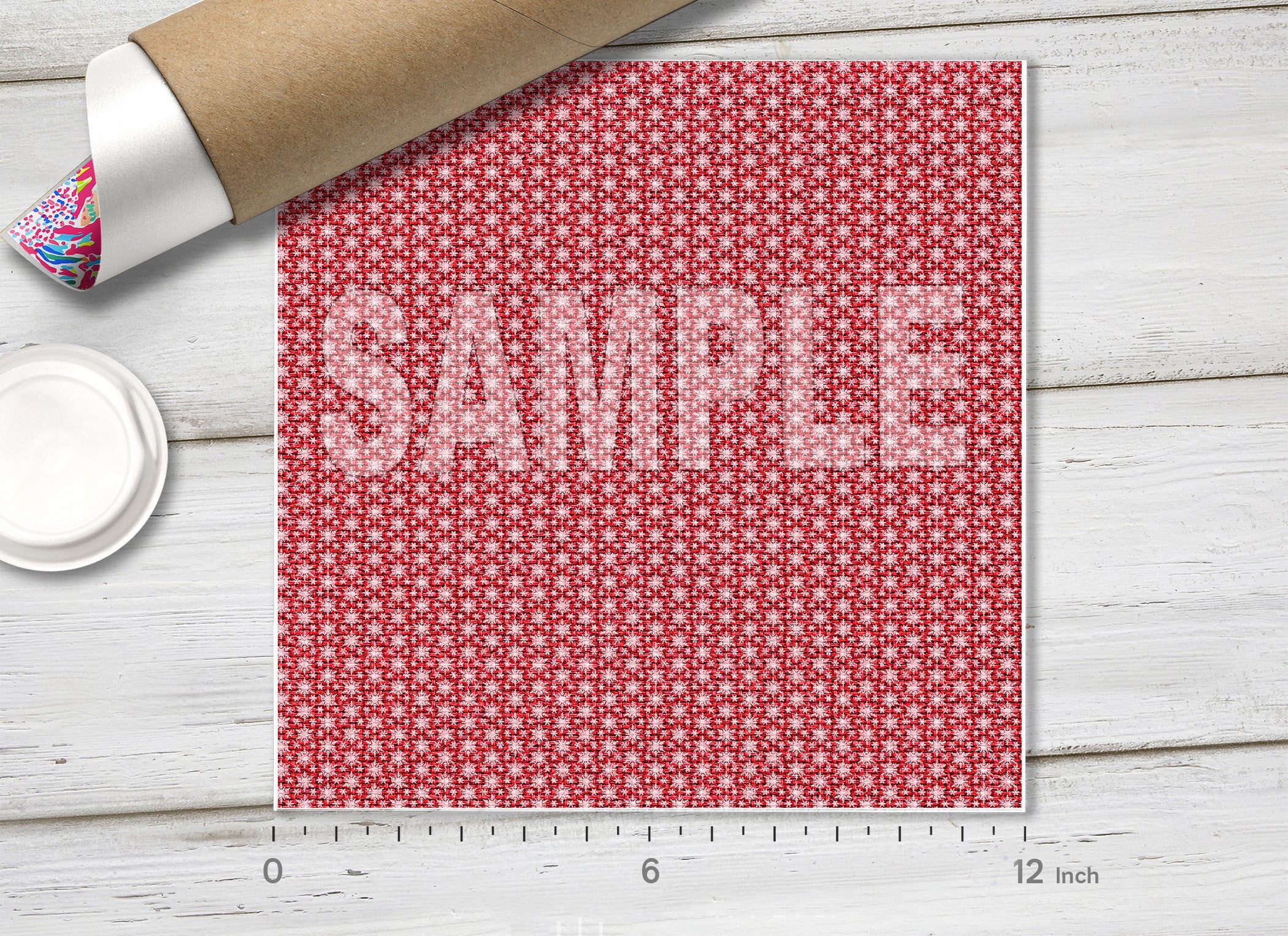 Red Linen Snowflake Adhesive Vinyl 1517