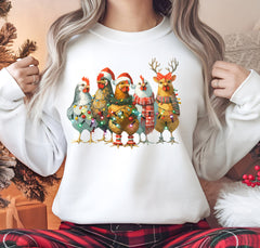 Christmas Farm Chickens Holiday DTF Transfer, Ready to Press DTF496