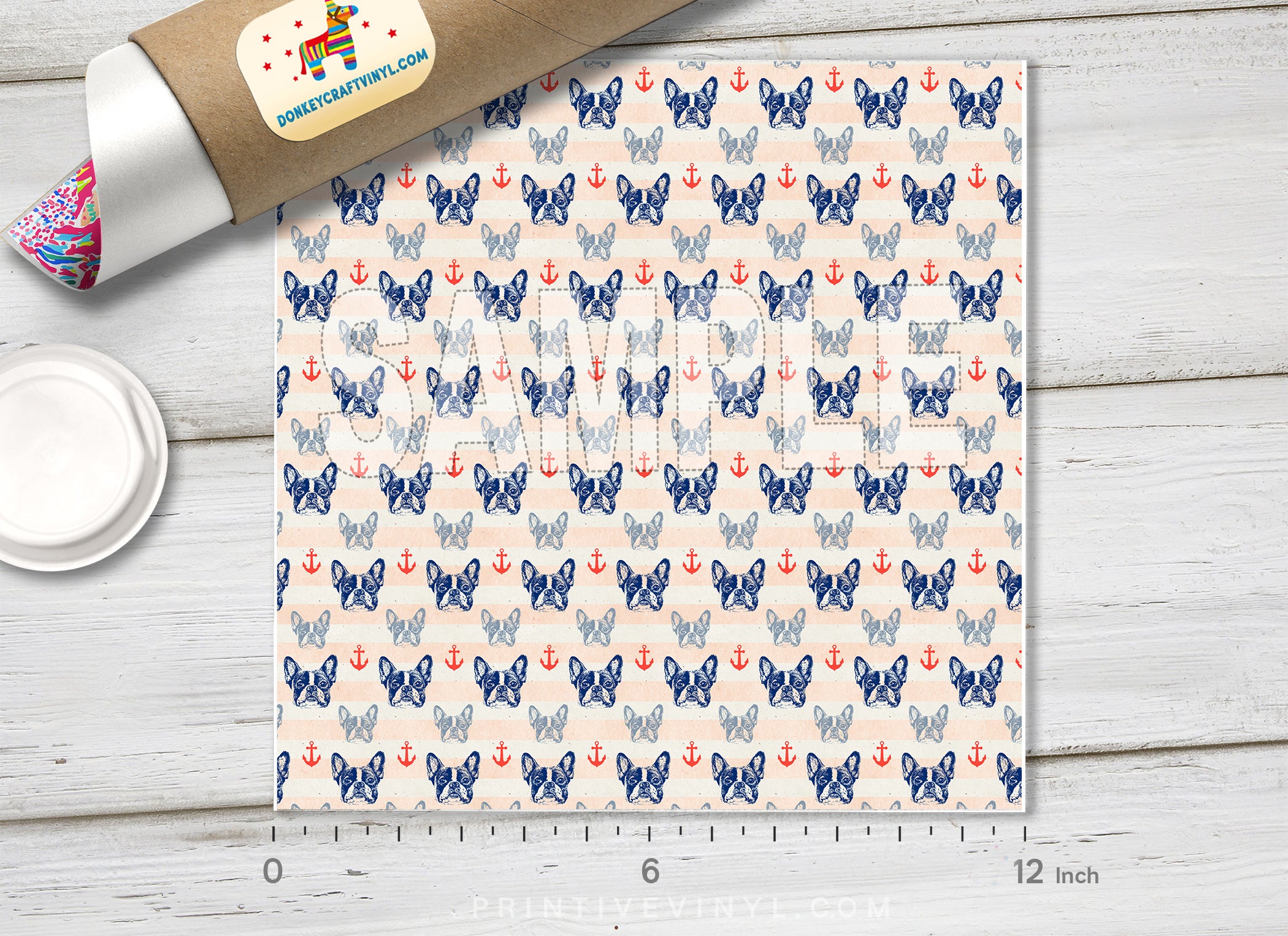 Nautical French Bulldog & Anchor HTV-1479 - Donkey Craft Vinyl