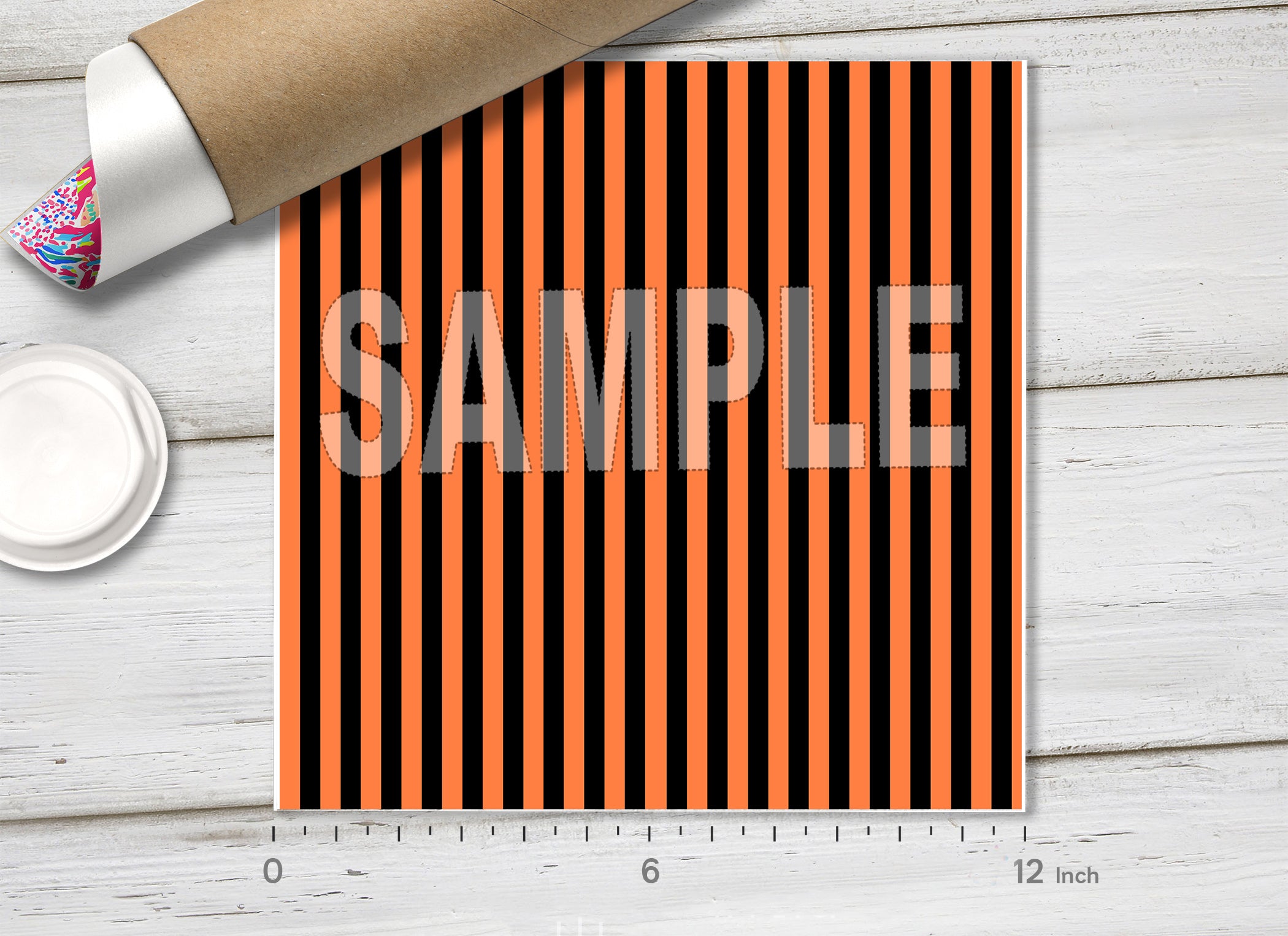 Halloween Color Vertical Stripes Adhesive Vinyl 1666