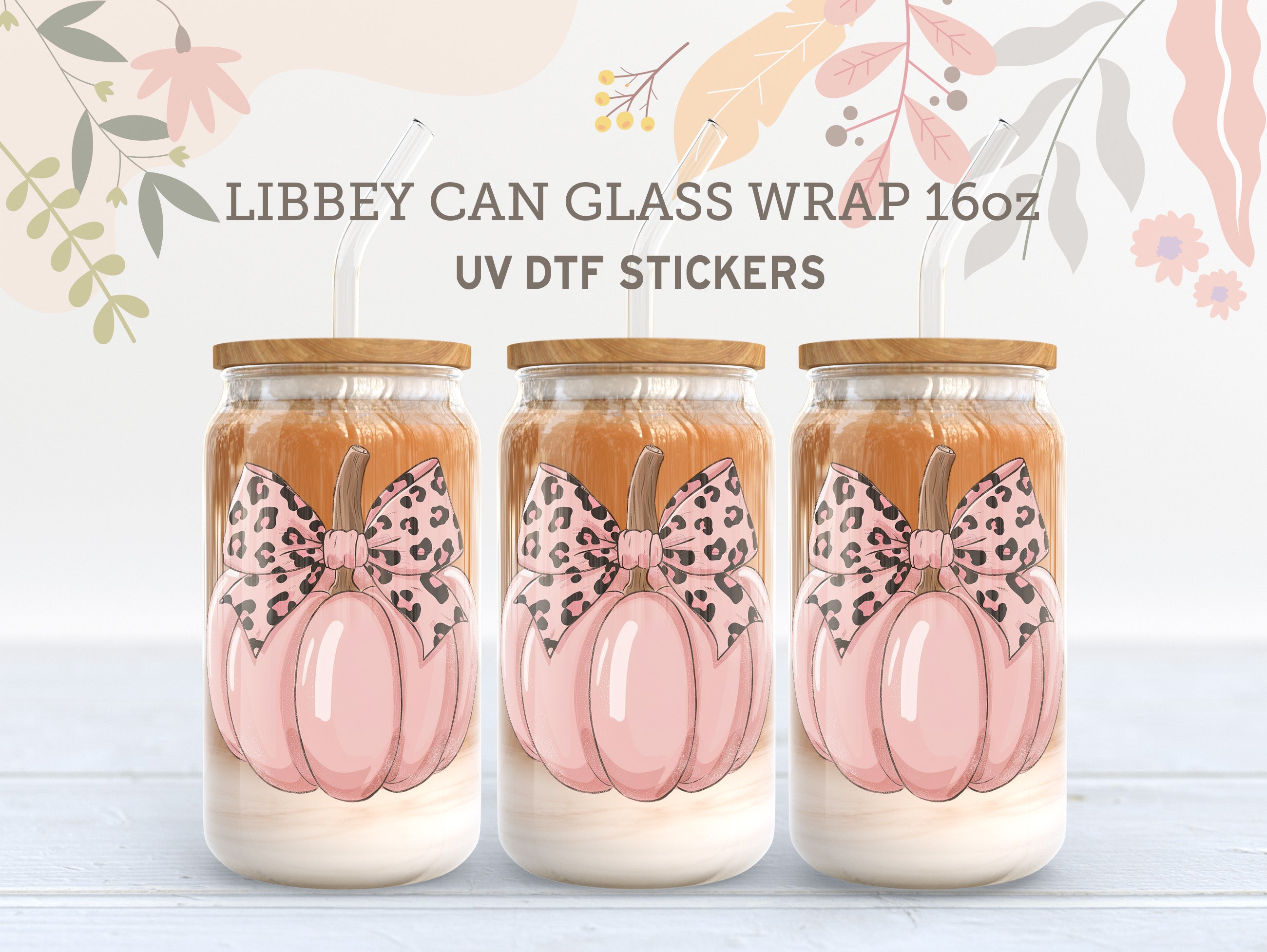 Happy Halloween Pink Pumpkin UV DTF Libbey Glass Wrap | 16oz Sticker UV037
