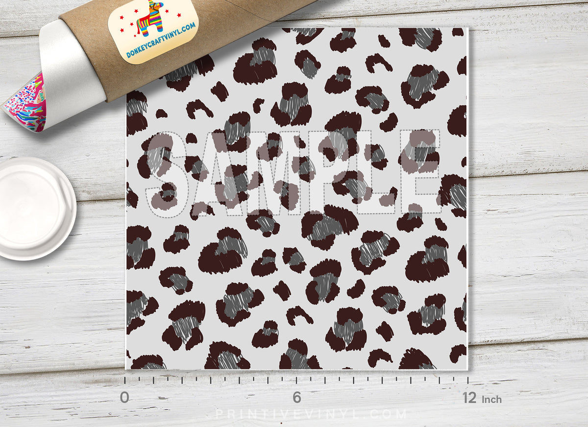 Grey Leopard Print Adhesive Vinyl 1450-2 - Donkey Craft Vinyl