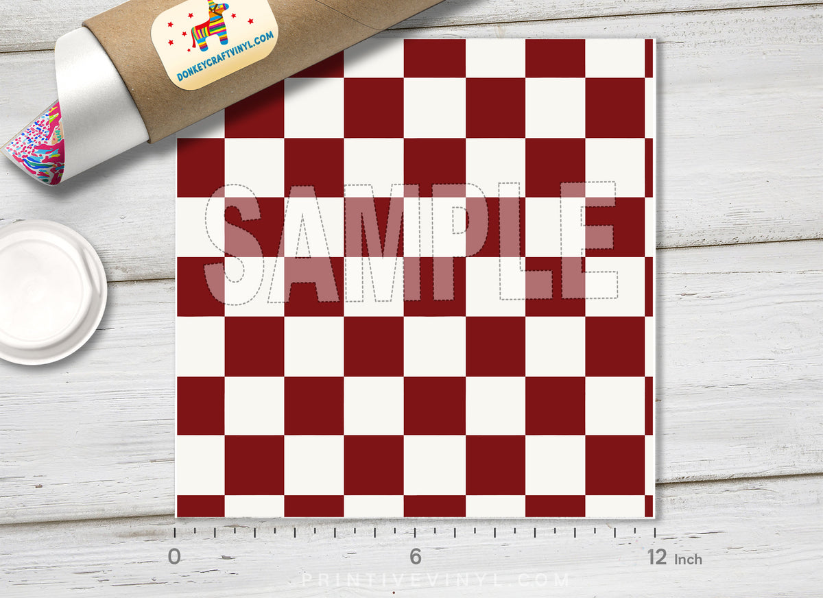 Burgundy Checkerboard Adhesive Vinyl 1641