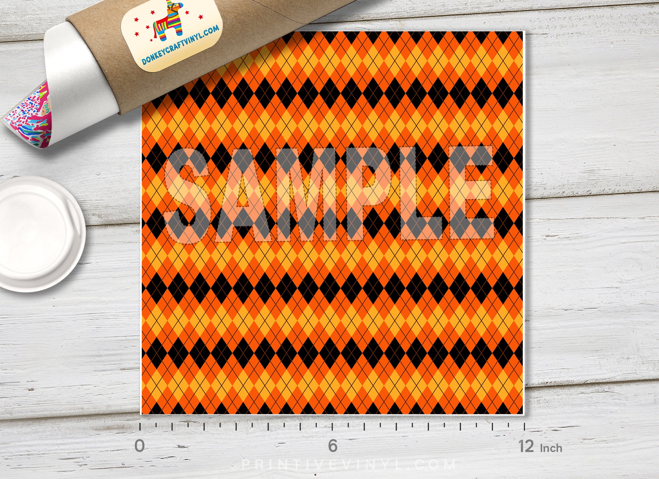 Halloween Argyle Patterned Adhesive Vinyl H033