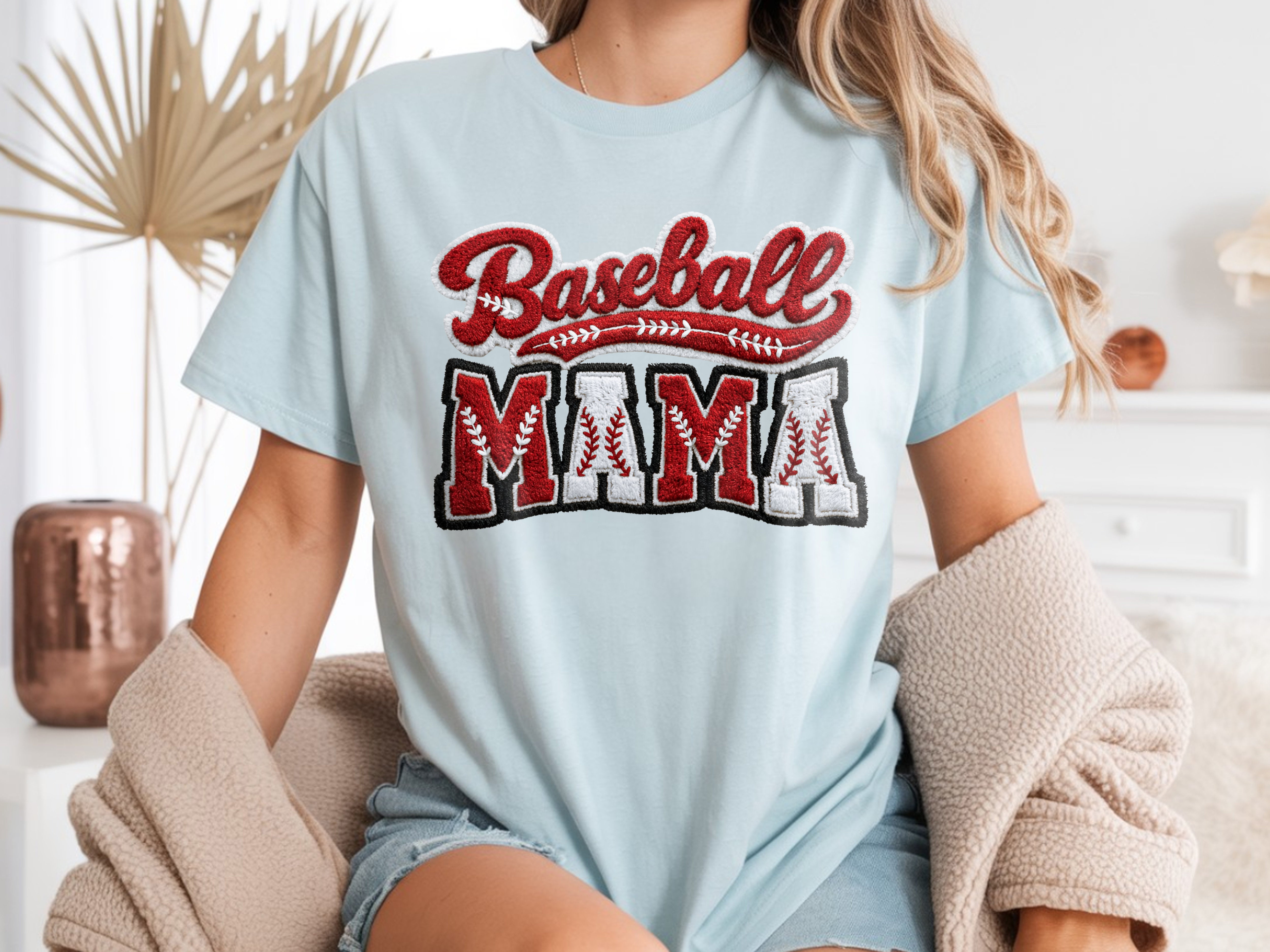 Baseball Mama Chenille Texture DTF Transfer, Ready to Press DTF677