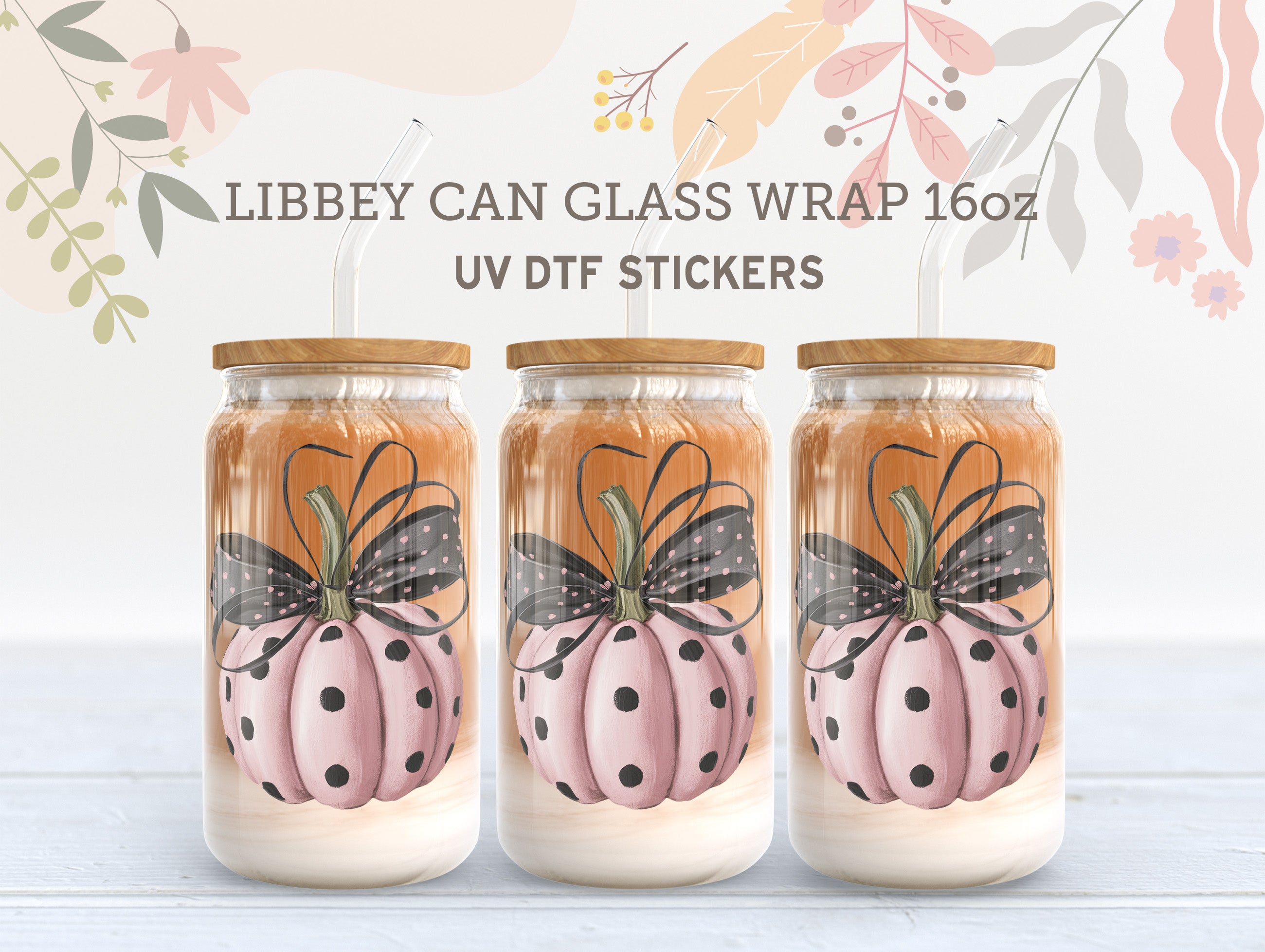Happy Halloween Pink Pumpkin UV DTF Libbey Glass Wrap | 16oz Sticker UV037