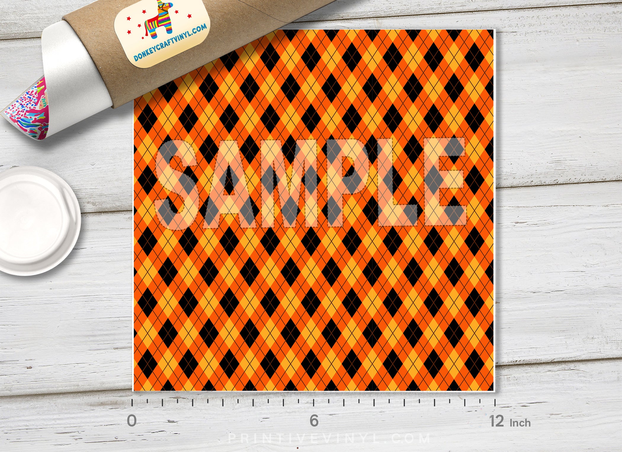 Halloween Argyle Patterned Adhesive Vinyl H033