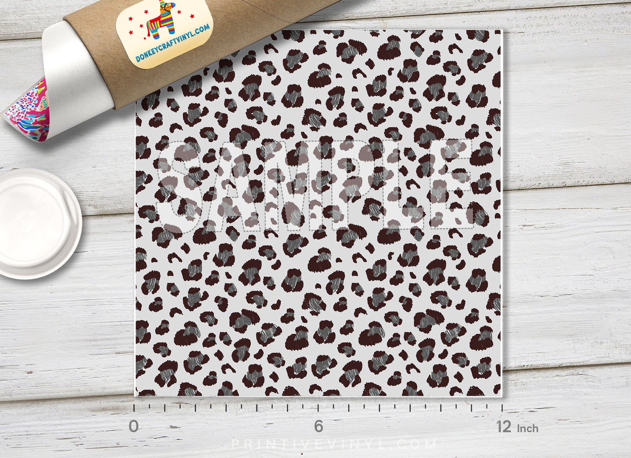 Grey Leopard Print Adhesive Vinyl 1450-2 - Donkey Craft Vinyl