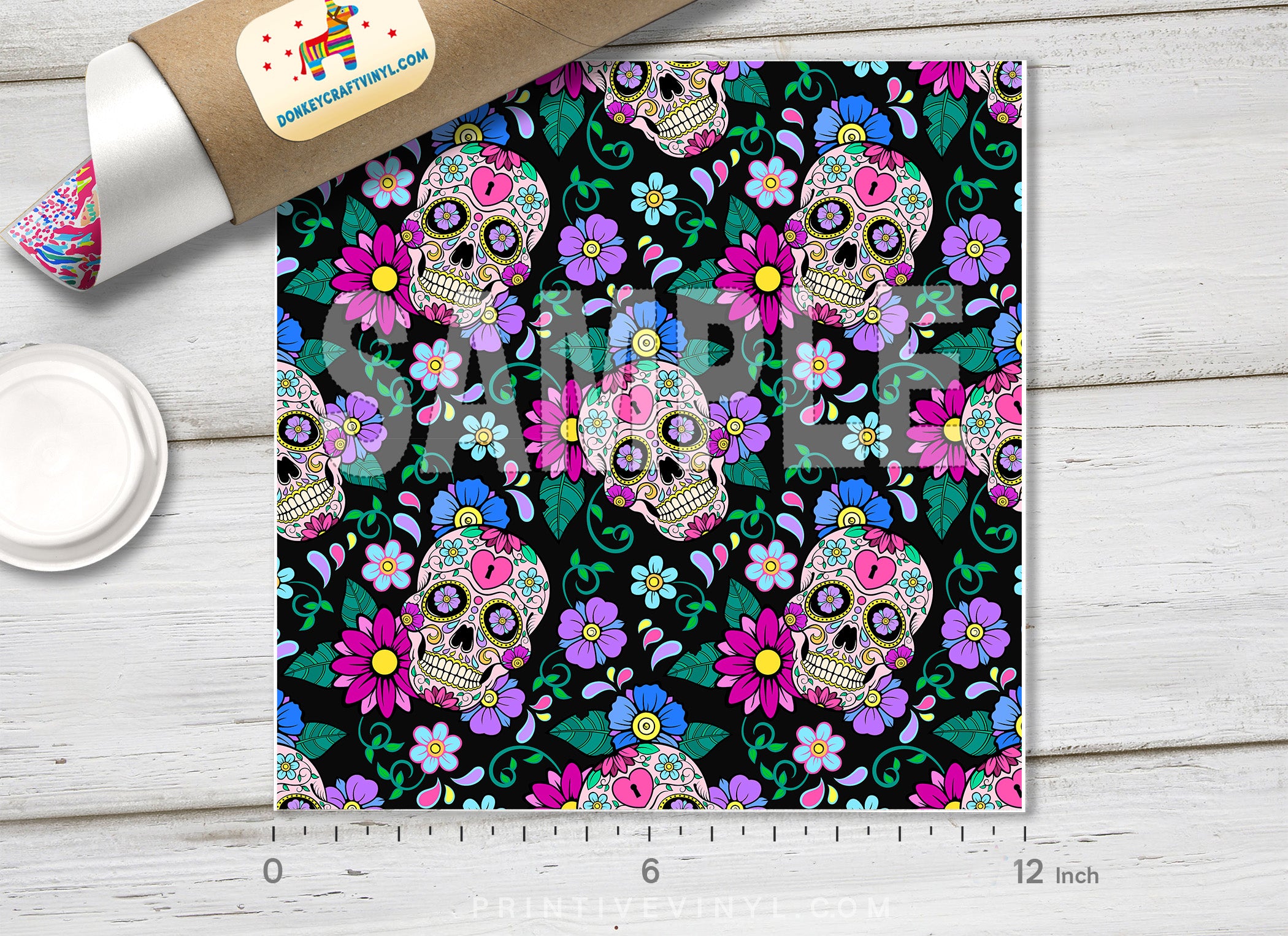 Sugar Skull Pattern Adhesive Vinyl 987-2