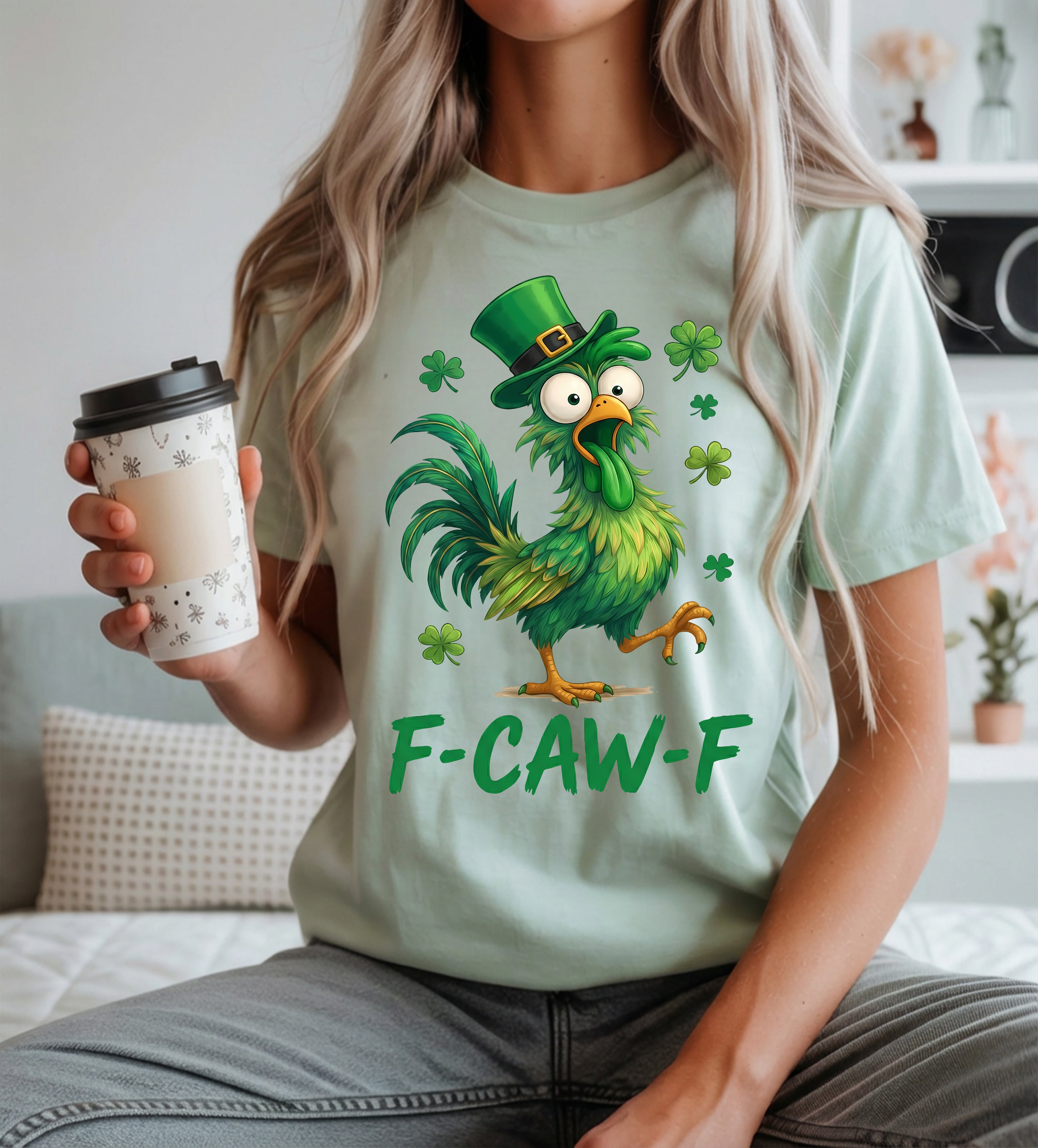 F-CAW-F Funny St. Patrick's Day Rooster DTF Transfer, Ready to Press DTF660