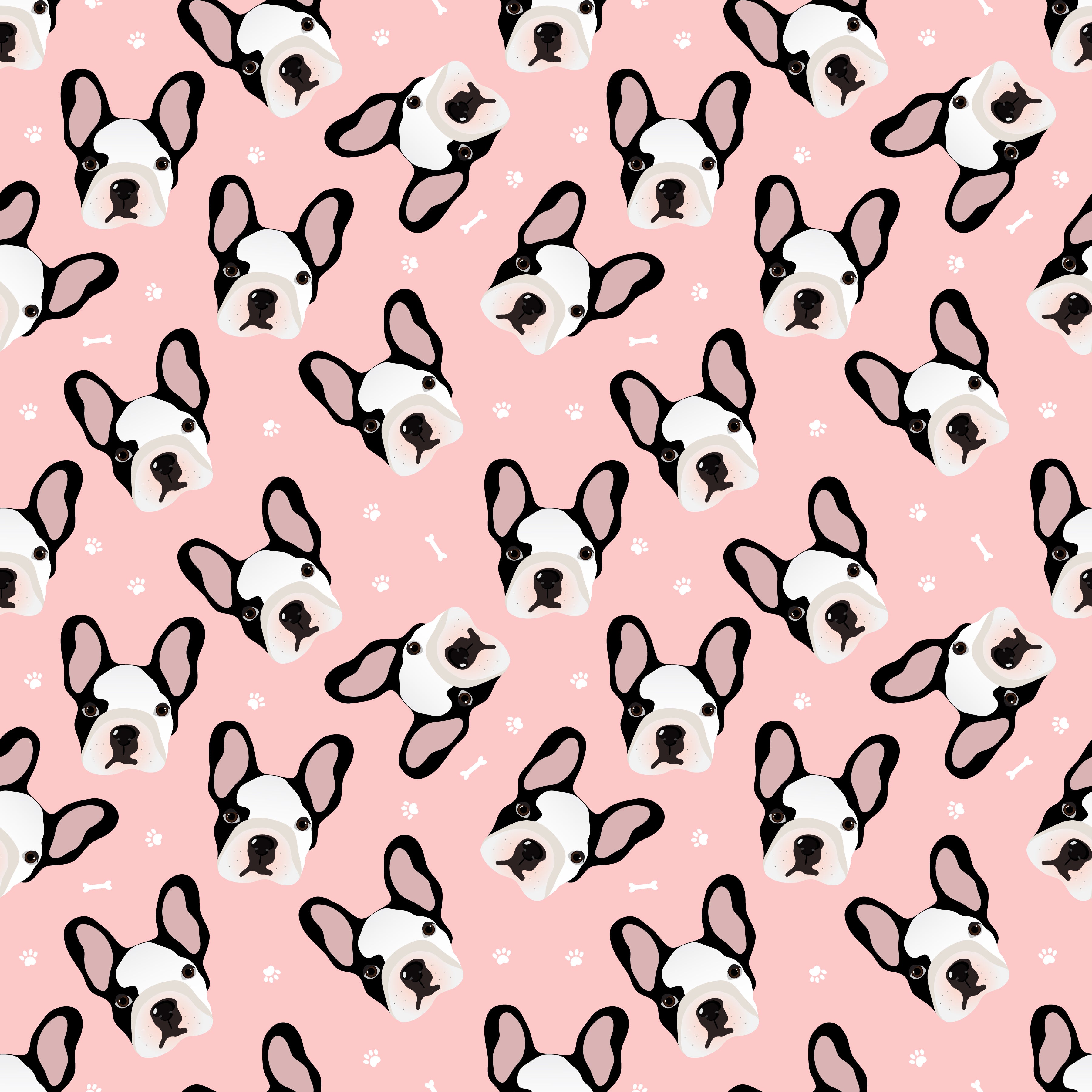 Pink French Bulldog, Cute Puppies Pattern Adhesive Vinyl 793-1