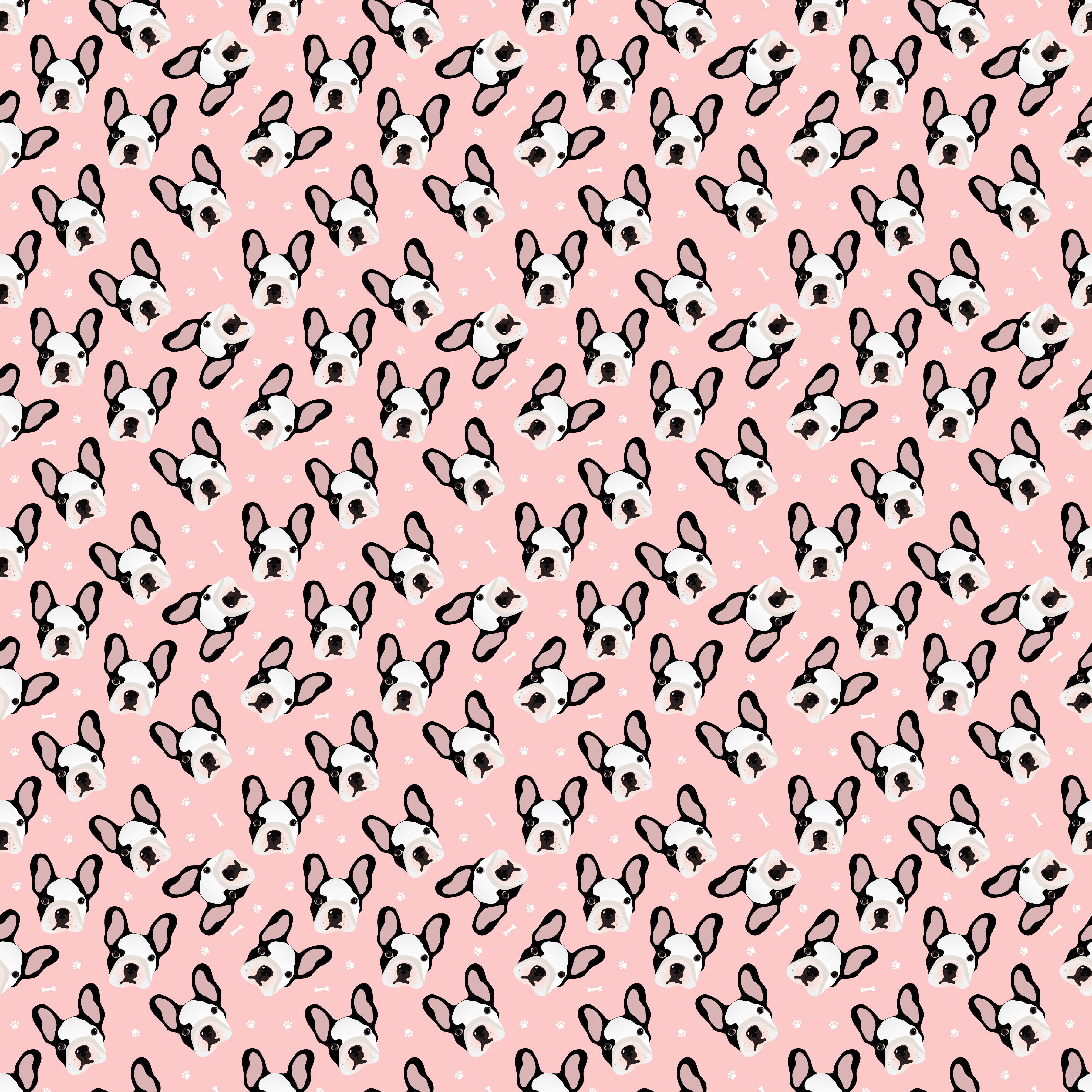Pink French Bulldog, Cute Puppies Pattern Adhesive Vinyl 793-1