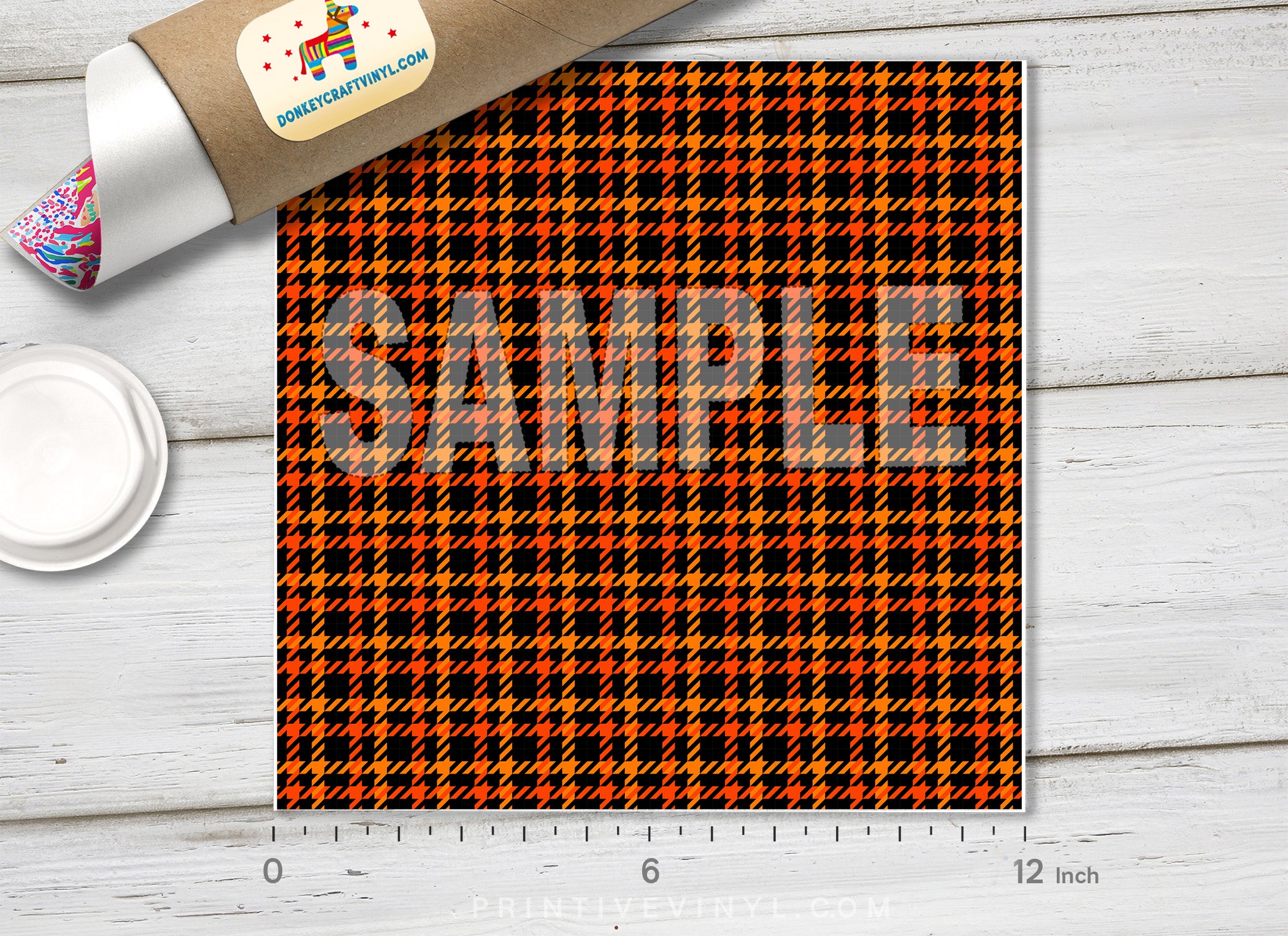 Halloween Houndstooth Patterned Adhesive Vinyl H006