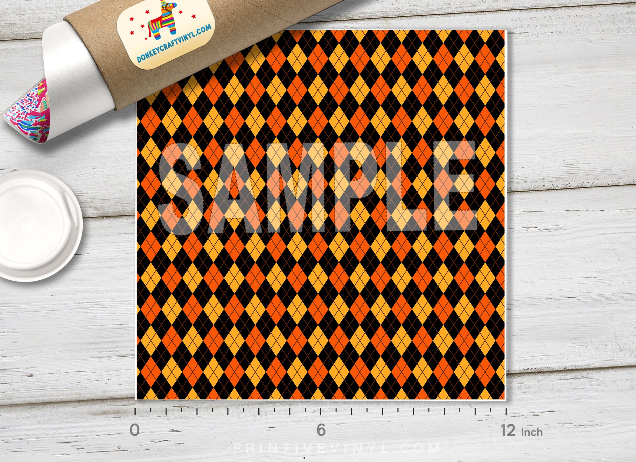 Halloween Argyle Patterned Adhesive Vinyl H033