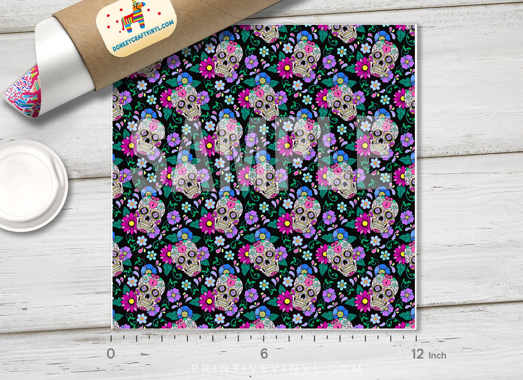 Sugar Skull Pattern Adhesive Vinyl 987-2