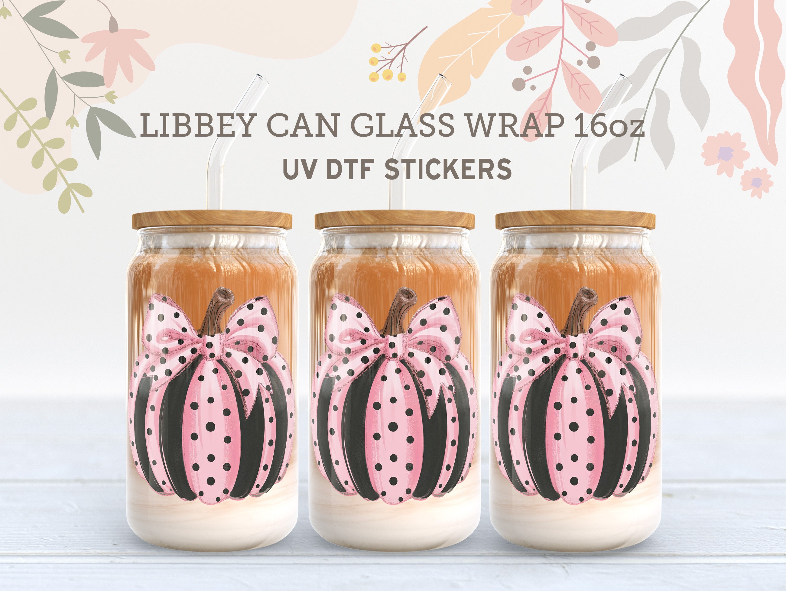 Happy Halloween Pink Pumpkin UV DTF Libbey Glass Wrap | 16oz Sticker UV037