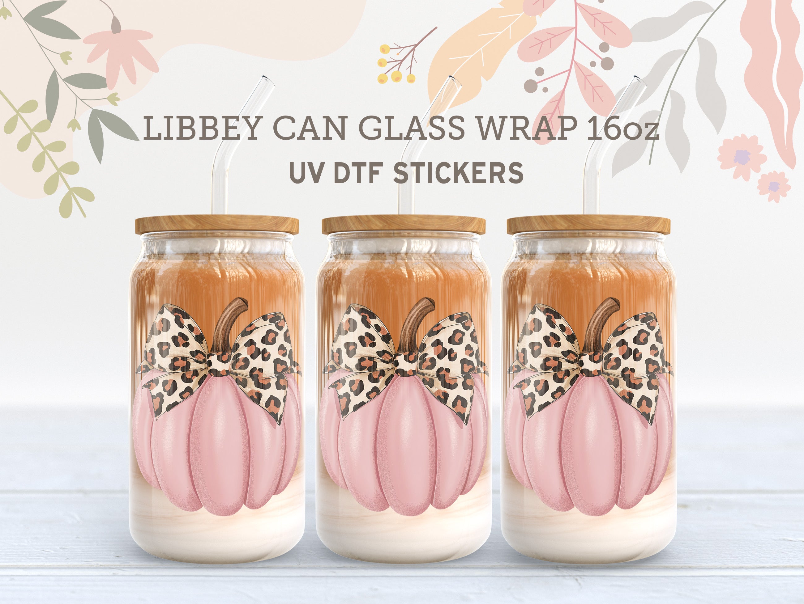 Happy Halloween Pink Pumpkin UV DTF Libbey Glass Wrap | 16oz Sticker UV037