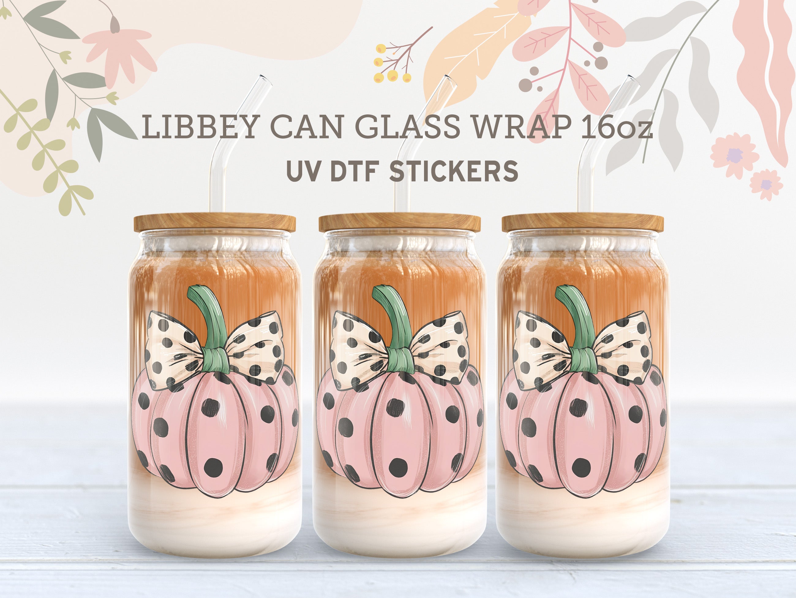 Happy Halloween Pink Pumpkin UV DTF Libbey Glass Wrap | 16oz Sticker UV037