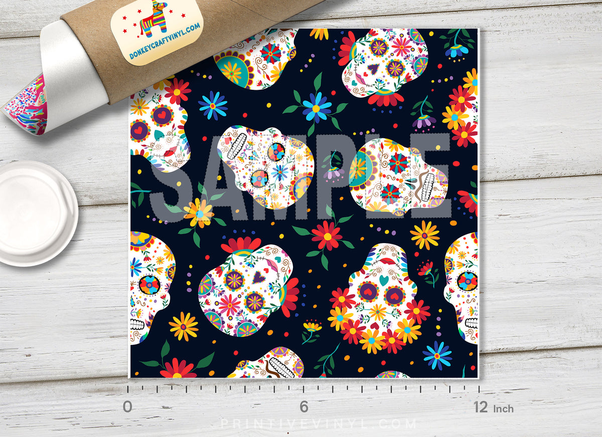 Halloween Sugar Skull Patterned Adhesive Vinyl 743