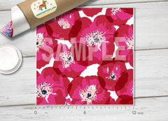 Fuchsia Poppy Flowers Patterned Adhesive Vinyl 705