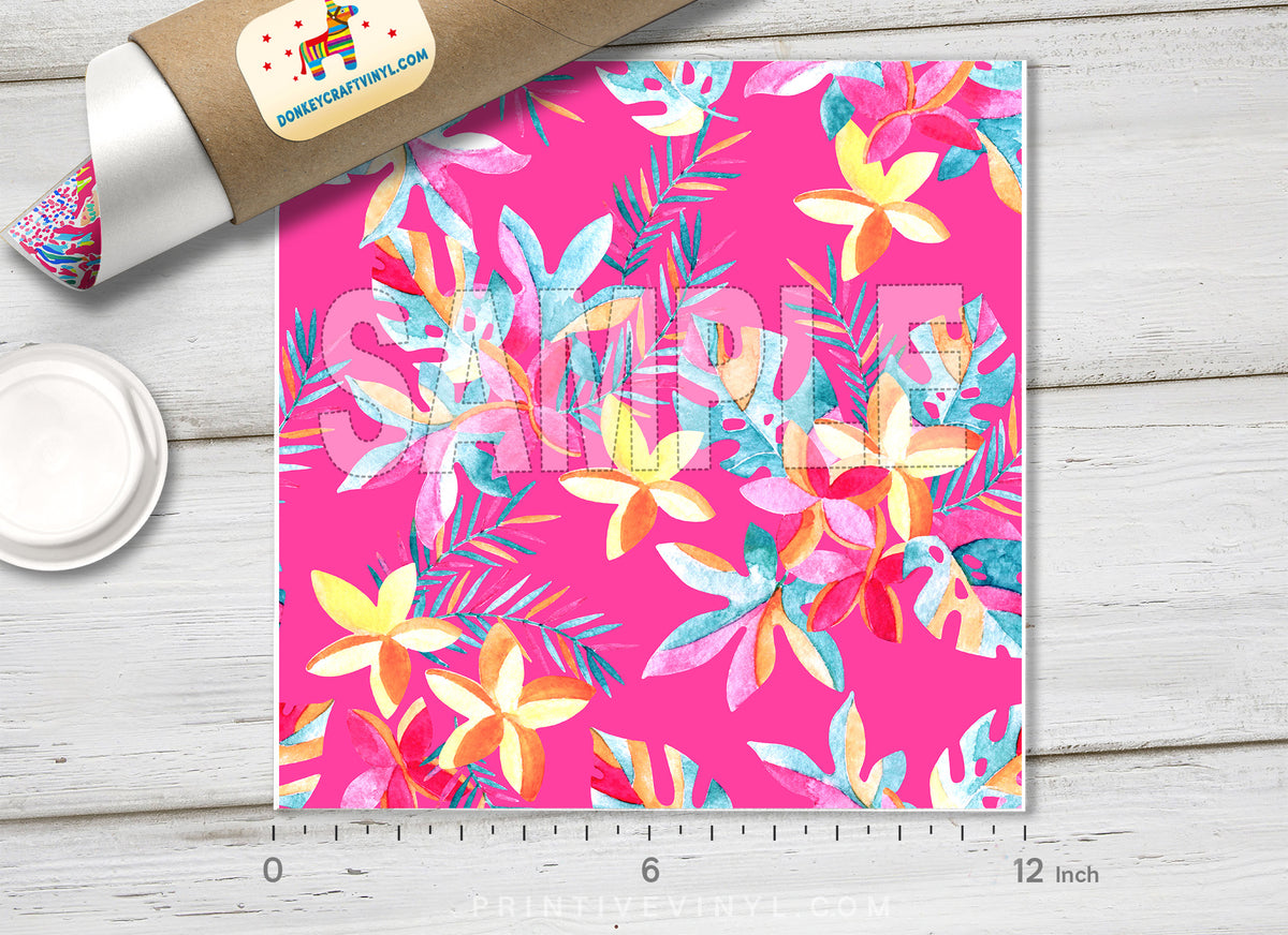 Decorative Exotic Flowers Patterned HTV 052