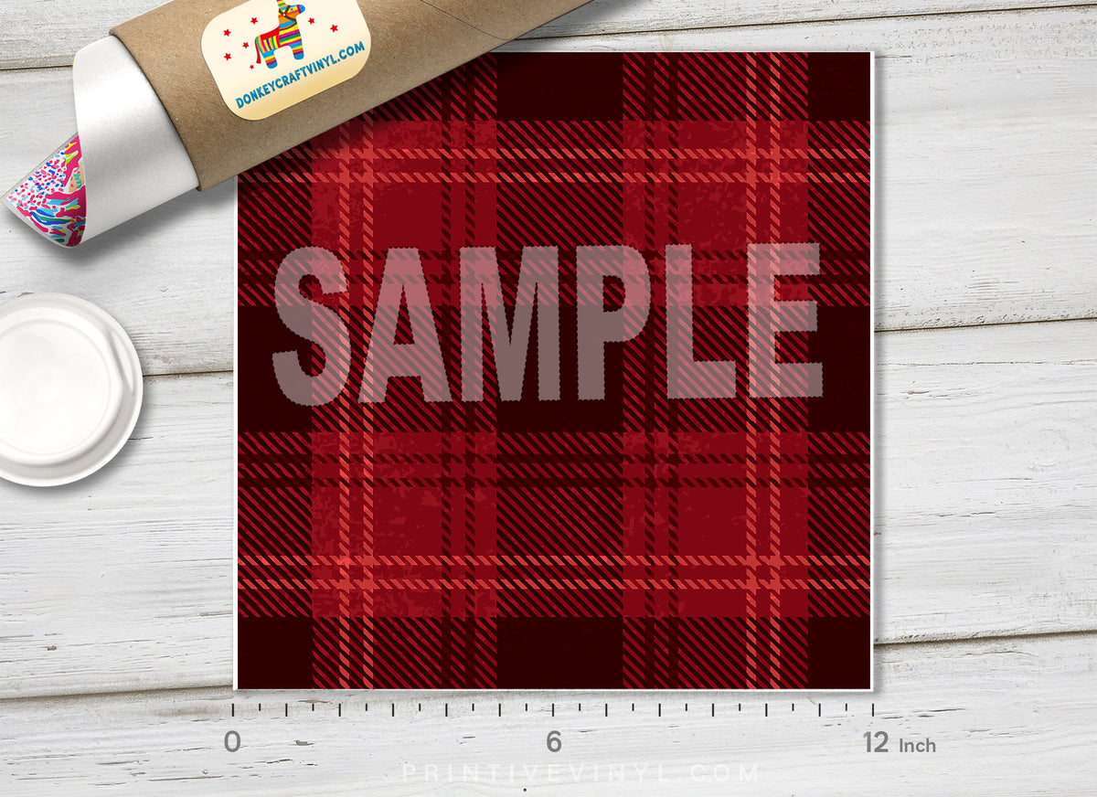 Red Plaid Patterned Adhesive Vinyl 735