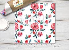 Watercolor Red Rose Floral Pattern HTV 1515