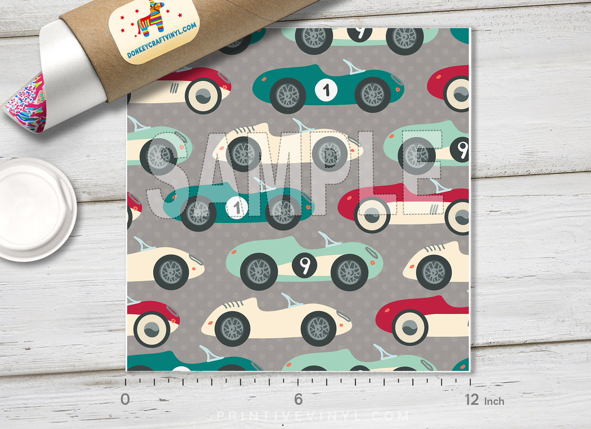 Retro Classic Race Car Pattern HTV 1561
