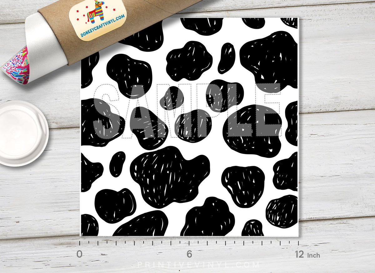 Black and White Cow Adhesive Vinyl 1445 - Donkey Craft Vinyl