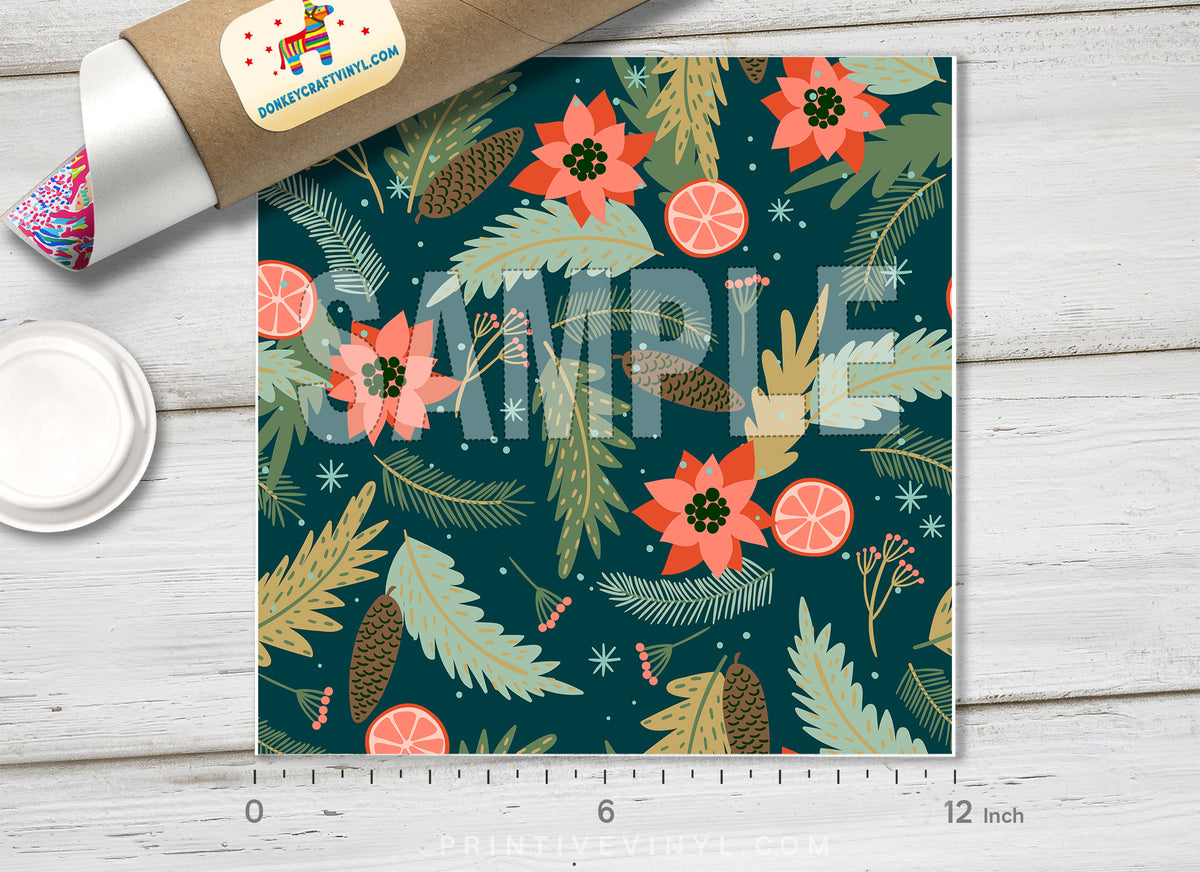 Retro Christmas Patterned Adhesive Vinyl X007