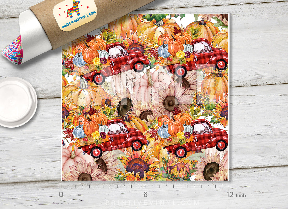 Pumpkin Truck Patterned Adhesive Vinyl H063