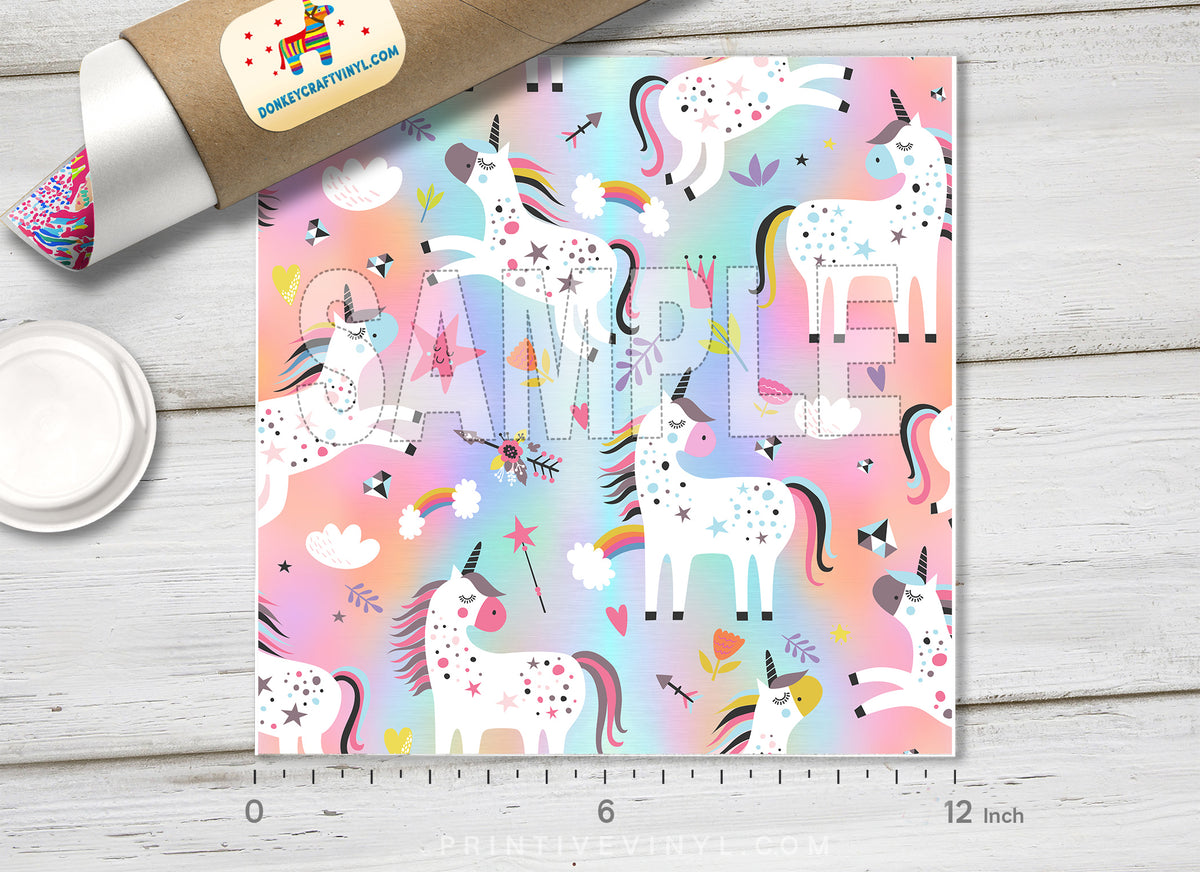 Pastel Magical Unicorn Pattern HTV 1521 - Donkey Craft Vinyl