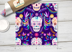 Sugar skull Patterned Adhesive Vinyl H007