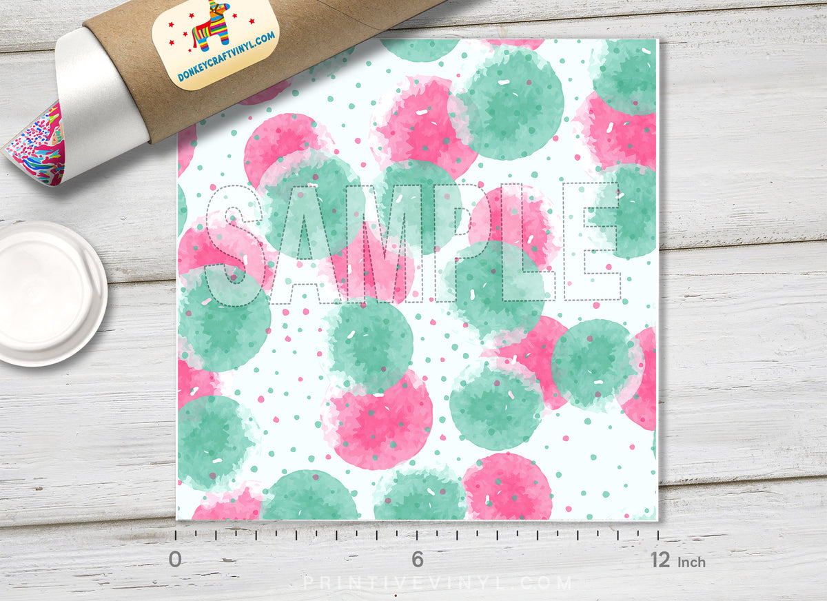 Pink and Mint Polka Dot HTV 1538