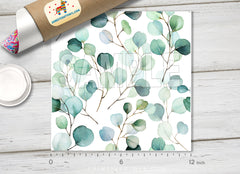 Watercolor Eucalyptus Botanical Patterned HTV 1477 - Donkey Craft Vinyl