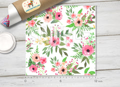 Pink Floral Adhesive Vinyl 1383 - Donkey Craft Vinyl