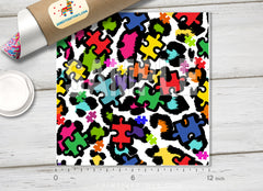 Autism Awareness Puzzle Leopard Adhesive Vinyl 1592