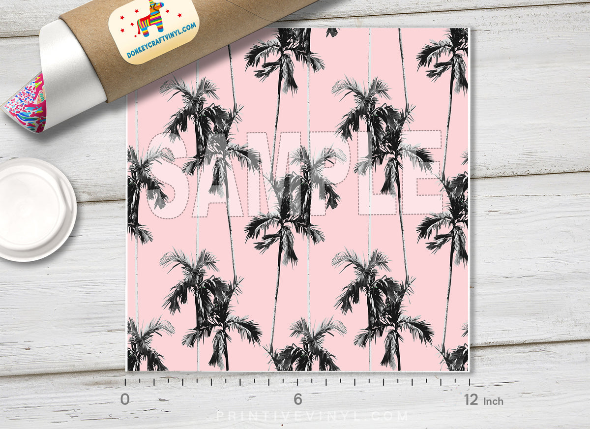 Pink Palm Tree Adhesive Vinyl 1254