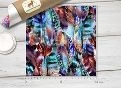 Watercolor Feather Patterned Adhesive Vinyl 716
