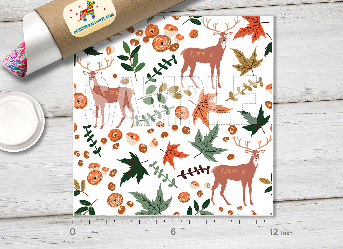 Christmas Deer Patterned Adhesive Vinyl X039