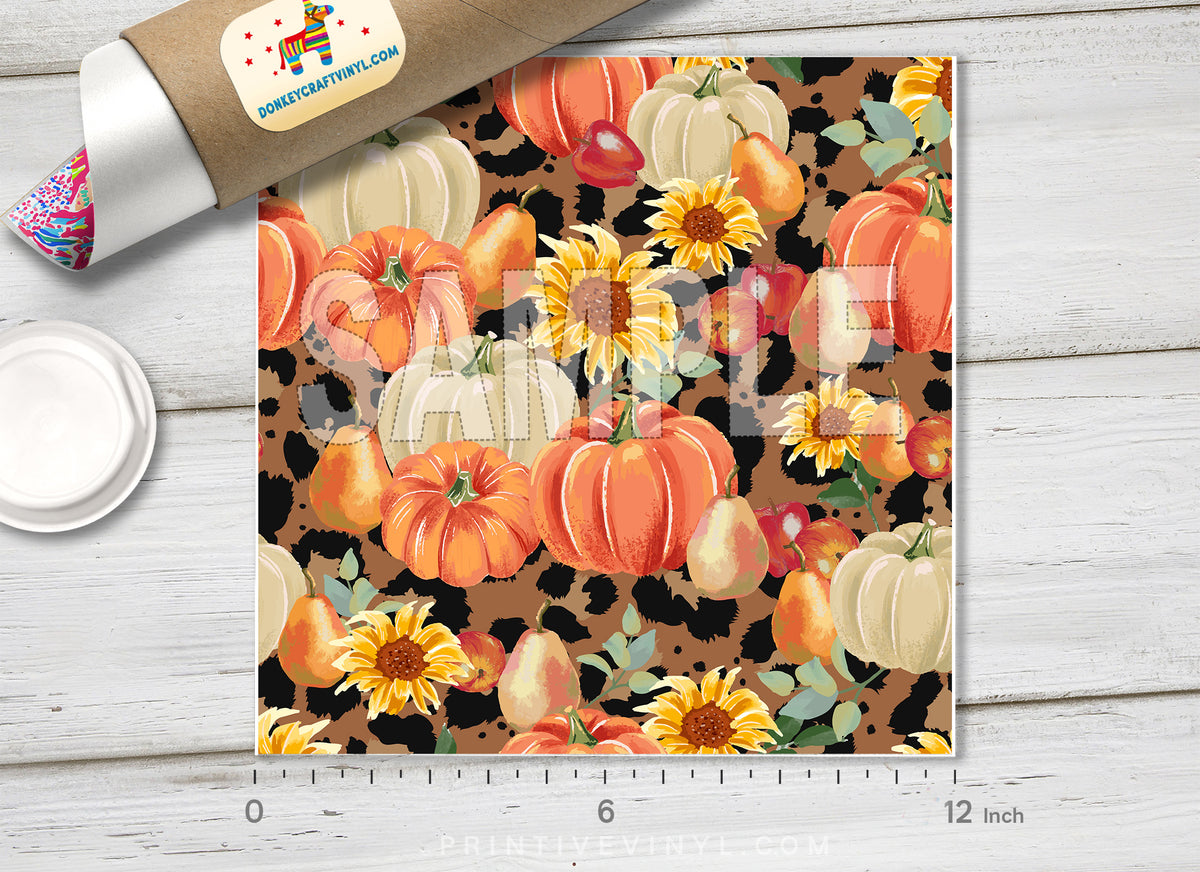 Leopard Pumpkin Pattern Adhesive Vinyl H049