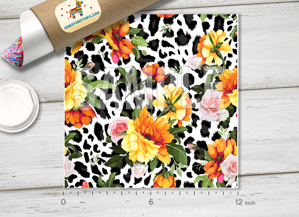 Floral Leopard Adhesive Vinyl 1149